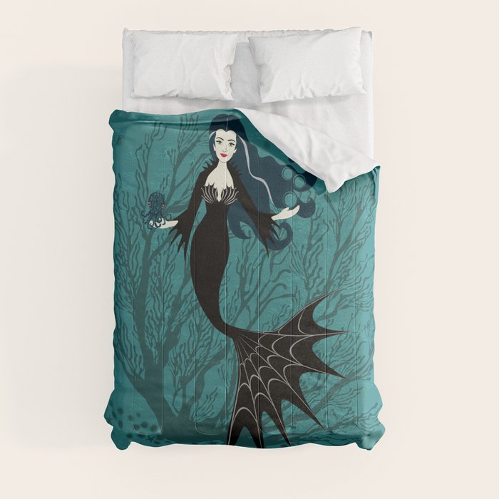 Vampire Mermaid on Aqua Comforter Gallery Image 3