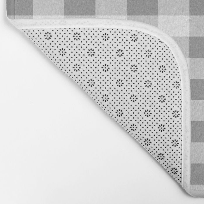 Gingham Large Gray White Bath Mat Gallery Image 2