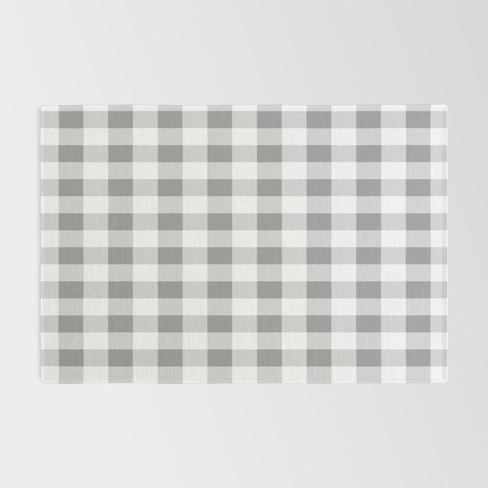 Gingham Large Gray White Rug Gallery Image 2