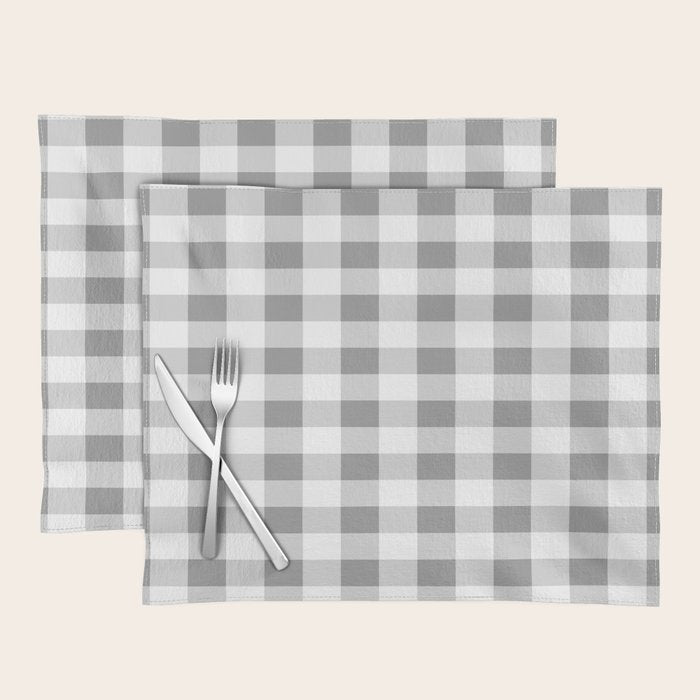 Gingham Large Gray White Placemat Gallery Image 1