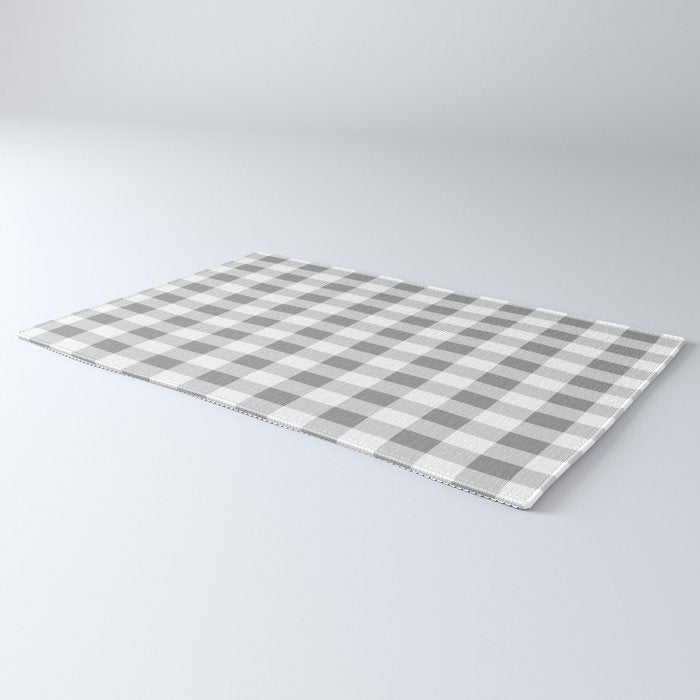 Gingham Large Gray White Rug Gallery Image 3