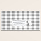 Gingham Large Gray White Desk Mat Gallery Image 1