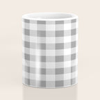 Gingham Large Gray White Coffee Mug Gallery Image 4
