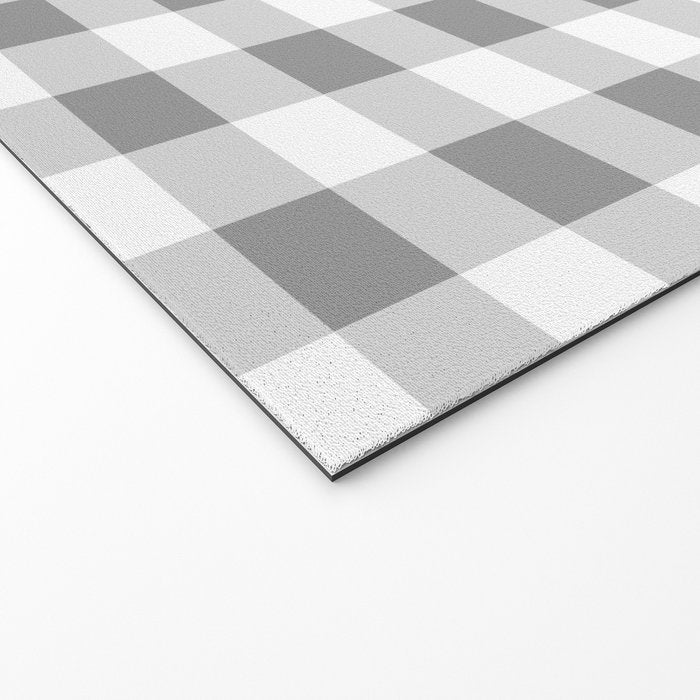 Gingham Large Gray White Welcome Mat Gallery Image 2