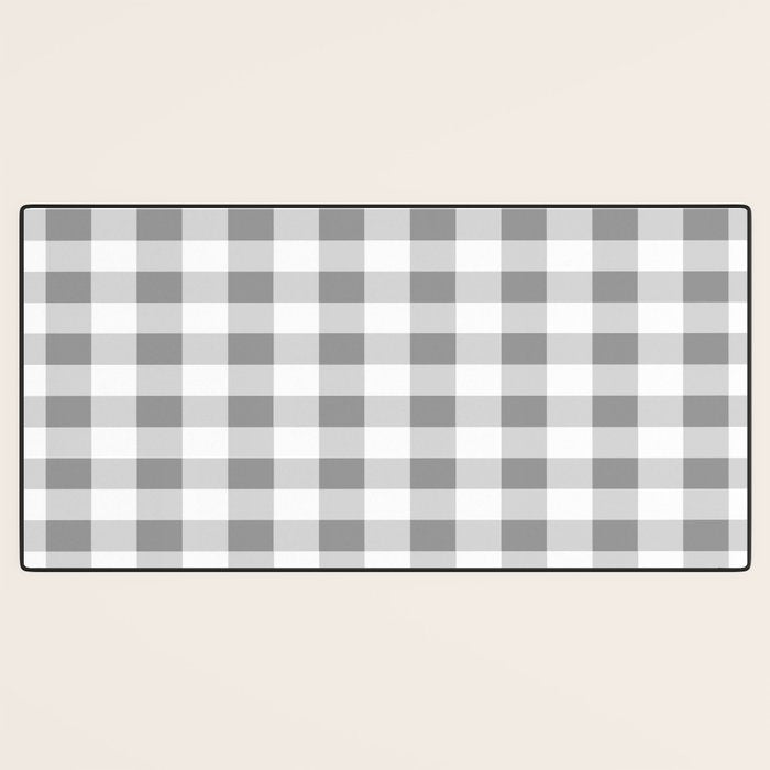 Gingham Large Gray White Desk Mat Gallery Image 3