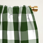 Dark Forest Green and White Gingham Check Window Curtain Gallery Image 2