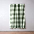 Dark Forest Green and White Gingham Check Window Curtain Gallery Image 3