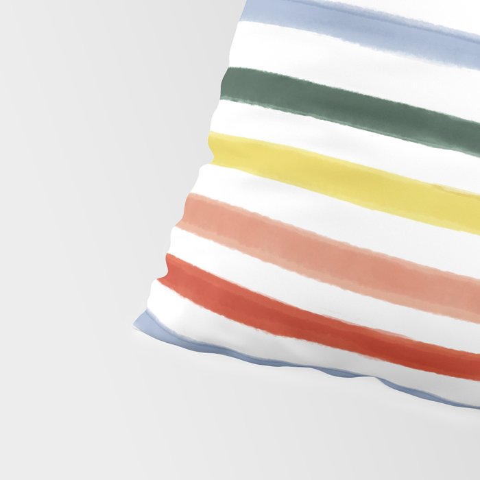 Classic Summer Watercolor Stripes Pillow Sham Gallery Image 4