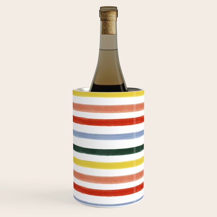 Classic Summer Watercolor Stripes Wine Chiller Gallery Image 1