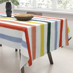 Classic Summer Watercolor Stripes Tablecloth Gallery Image 3