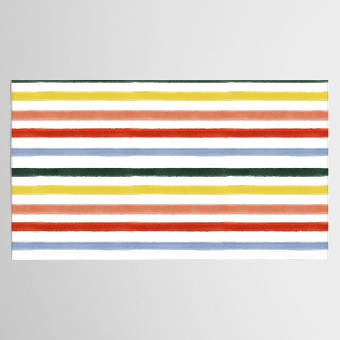 Classic Summer Watercolor Stripes Tablecloth Gallery Image 2