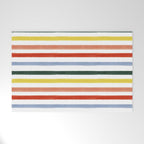 Classic Summer Watercolor Stripes Welcome Mat Gallery Image 1