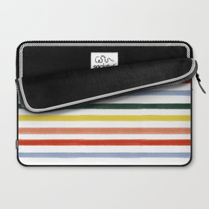 Classic Summer Watercolor Stripes Laptop Sleeve Gallery Image 2