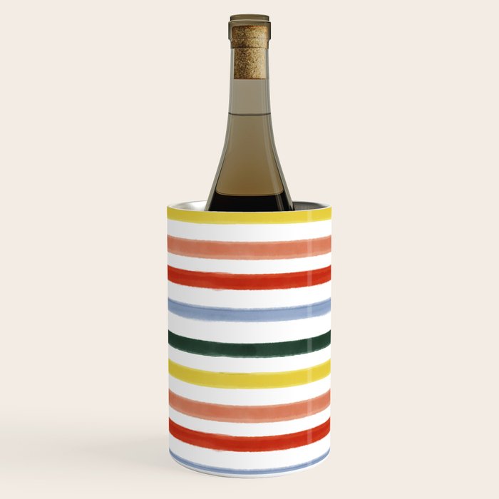 Classic Summer Watercolor Stripes Wine Chiller Gallery Image 3