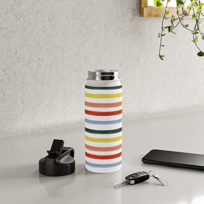 Classic Summer Watercolor Stripes Water Bottle Gallery Image 4