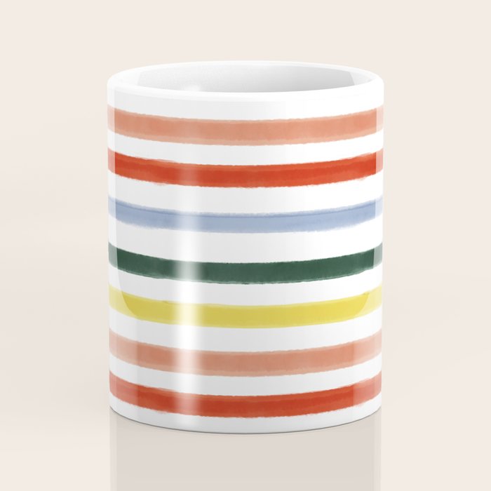 Classic Summer Watercolor Stripes Coffee Mug Gallery Image 4