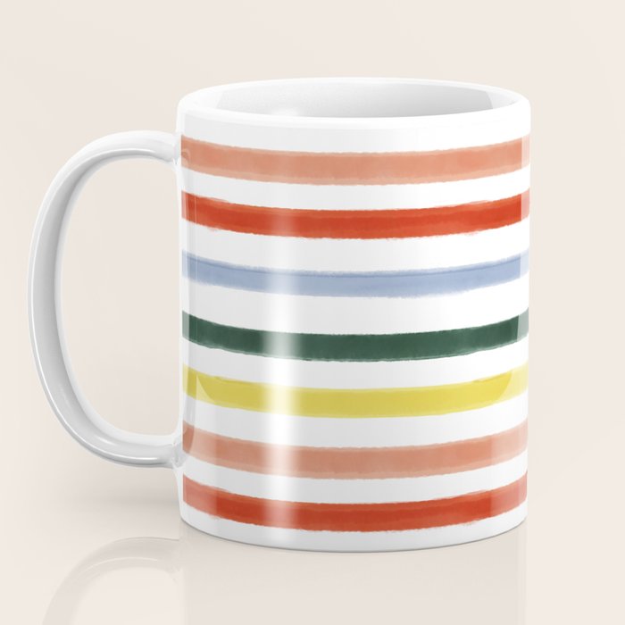 Classic Summer Watercolor Stripes Coffee Mug Gallery Image 3