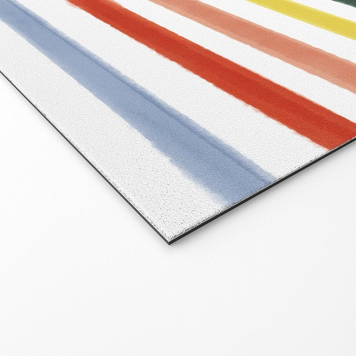Classic Summer Watercolor Stripes Welcome Mat Gallery Image 2