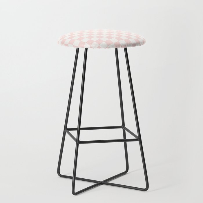 Blush Pink Coral Checkered Grid Line Drawing Stool Gallery Image 1