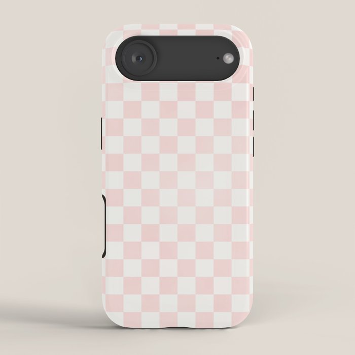 Blush Pink Coral Checkered Grid Line Drawing iPhone Case Gallery Image 2