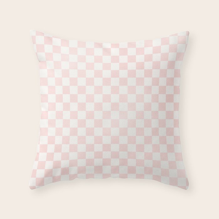 Blush Pink Coral Checkered Grid Line Drawing Throw Pillow Gallery Image 6