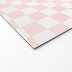 Blush Pink Coral Checkered Grid Line Drawing Welcome Mat Gallery Image 2