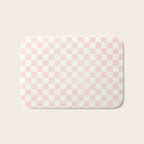 Blush Pink Coral Checkered Grid Line Drawing Bath Mat Gallery Image 1