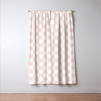 Blush Pink Coral Checkered Grid Line Drawing Window Curtain Gallery Image 3