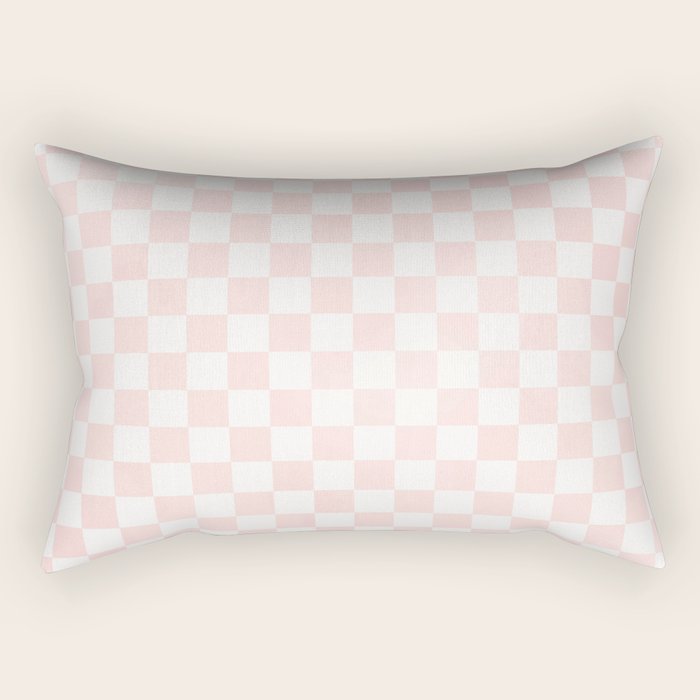 Blush Pink Coral Checkered Grid Line Drawing Rectangular Pillow Gallery Image 2
