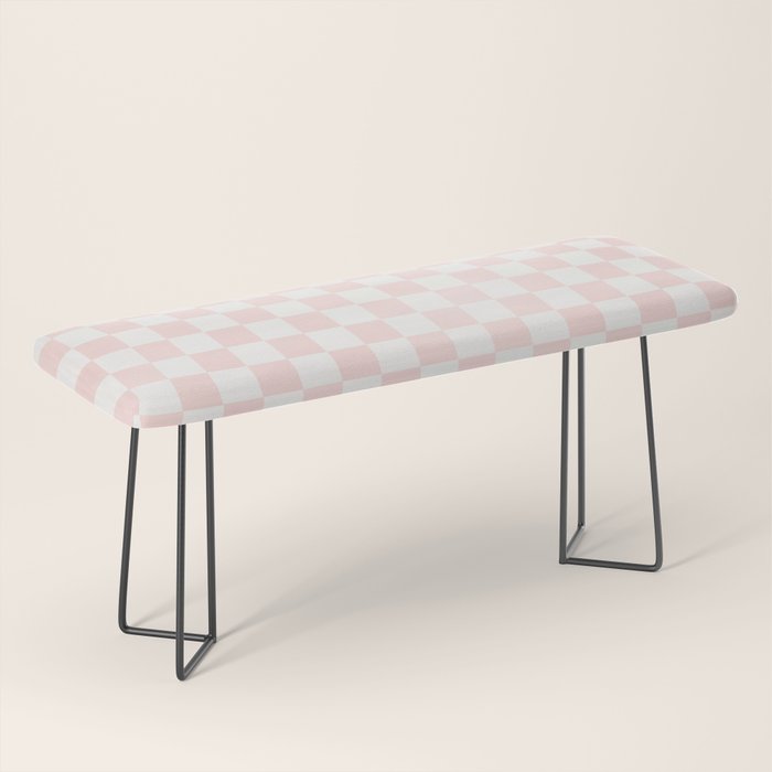 Blush Pink Coral Checkered Grid Line Drawing Bench Gallery Image 1