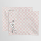 Blush Pink Coral Checkered Grid Line Drawing Placemat Gallery Image 1