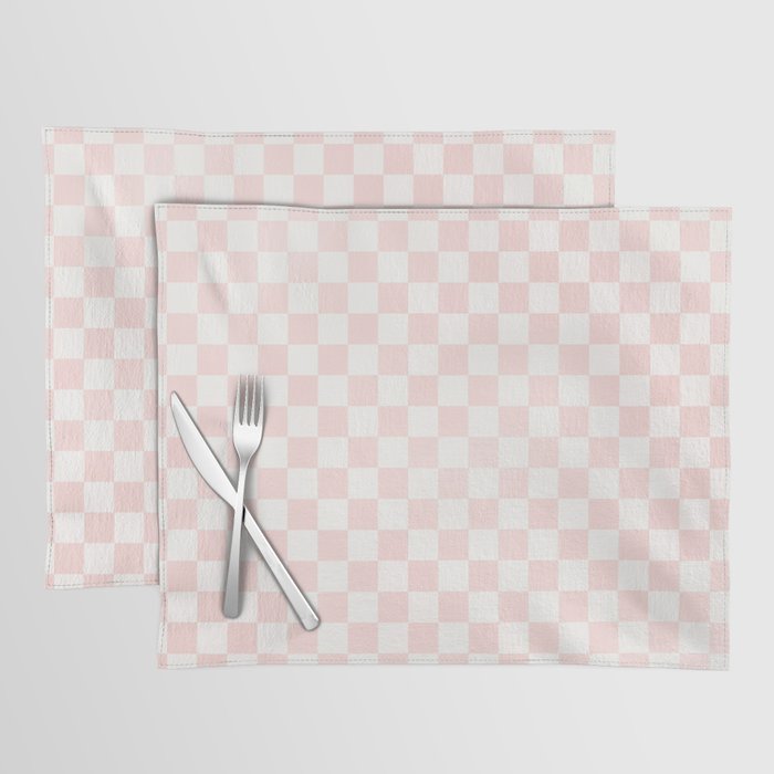 Blush Pink Coral Checkered Grid Line Drawing Placemat Gallery Image 1