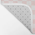 Blush Pink Coral Checkered Grid Line Drawing Bath Mat Gallery Image 2