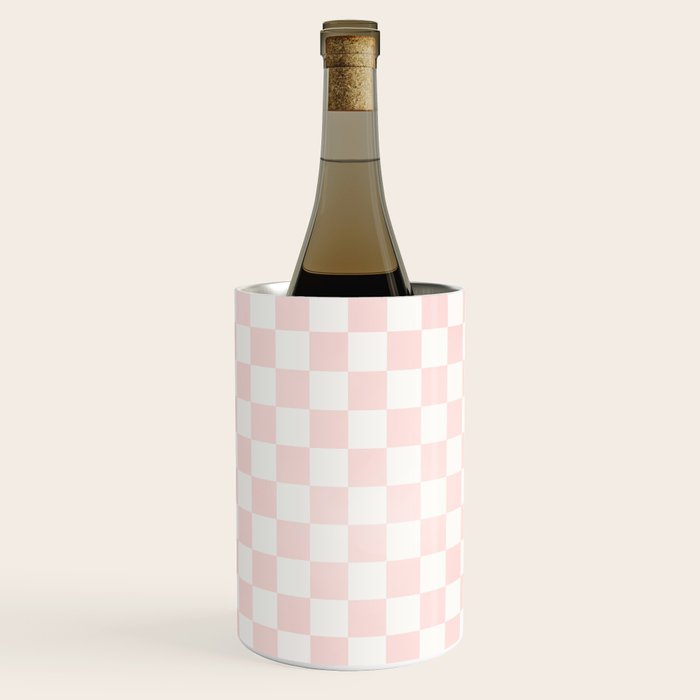 Blush Pink Coral Checkered Grid Line Drawing Wine Chiller Gallery Image 1