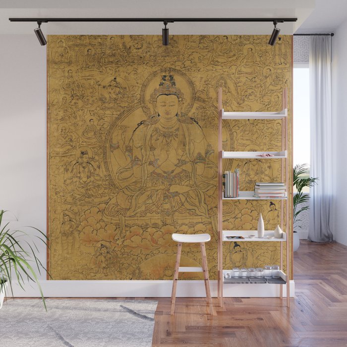Buddhist Thangka Avalokiteshvara Shadakshari-Lokeshvara Wall Mural Gallery Image 1