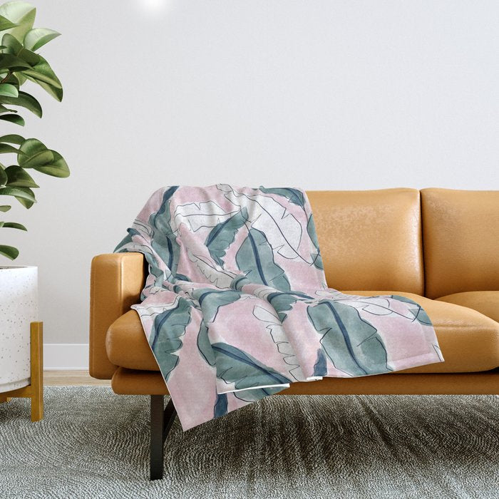 Banana Leaves Throw Blanket Gallery Image 1