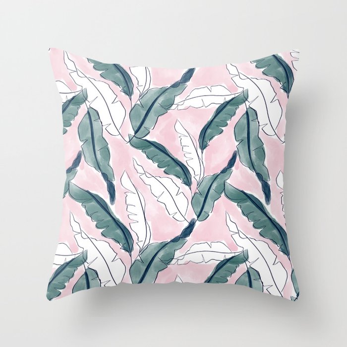Banana Leaves Throw Pillow Gallery Image 1