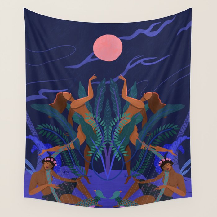 Pink Moon Wall Tapestry Gallery Image 4
