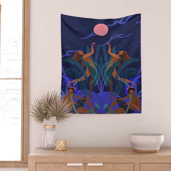 Pink Moon Wall Tapestry Gallery Image 2