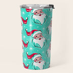 'Tis The Season Retro Santa Aqua Multi Pattern Travel Mug Gallery Image 2