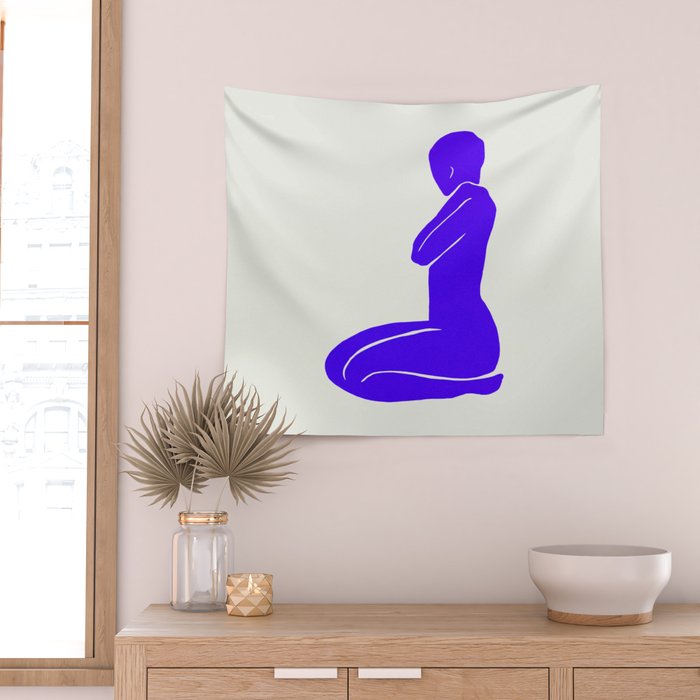 Nude I: Electric Ultramarine Blue Edition Wall Tapestry Gallery Image 2
