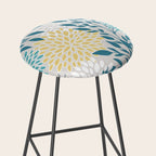 Garden Florals, Yellow, Teal, Gray Stool Gallery Image 2