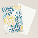 Garden Florals, Yellow, Teal, Gray Stationery Card Gallery Image 2