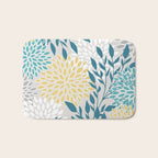 Garden Florals, Yellow, Teal, Gray Bath Mat Gallery Image 1