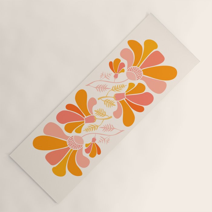 Floral Disco Party - 70s Style Wildflowers Yoga Mat Gallery Image 1