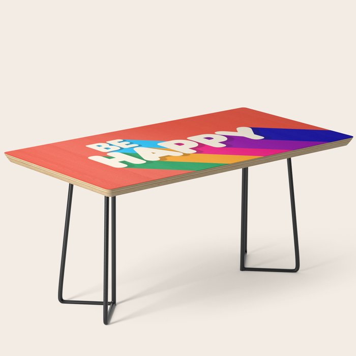 BE HAPPY - rainbow retro typography Coffee Table Gallery Image 1