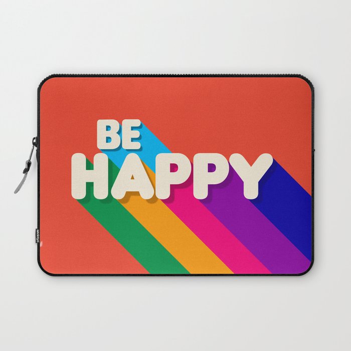 BE HAPPY - rainbow retro typography Laptop Sleeve Gallery Image 1