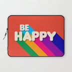 BE HAPPY - rainbow retro typography Laptop Sleeve Gallery Image 1