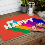 BE HAPPY - rainbow retro typography Outdoor Rug Gallery Image 2
