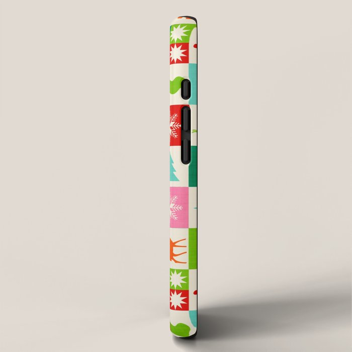 Retro Ditsy Holiday Icons Check pattern - candy iPhone Case Gallery Image 2